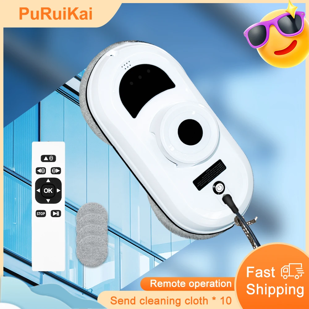 PURUIKAI Robot Vacuum Cleaner Window Cleaning Robot Window Cleaner Electric Glass Cleaner Remote Control