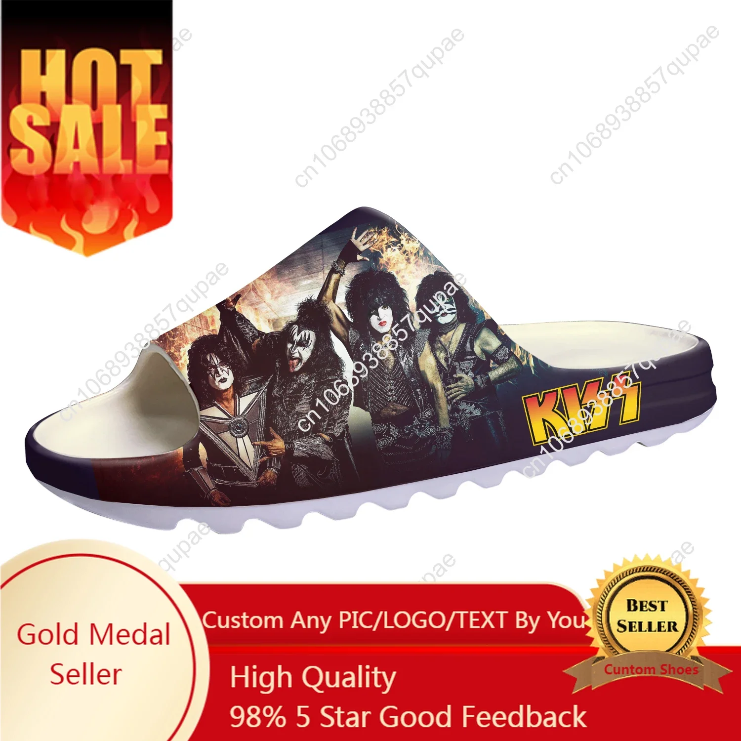 

Heavy Metal Kiss Rock Band Soft Sole Sllipers Home Clogs Mens Womens Teenager Custom Made Sandals Water Shoes On Shit Step in