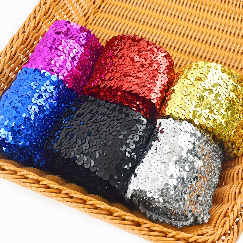 

2/5/10M Meetee 75mm Clothes Decoration Elastic Band Lace Sequin Stretch Tape Dancewear Ribbon Waist Rubber Webbing Trimmings