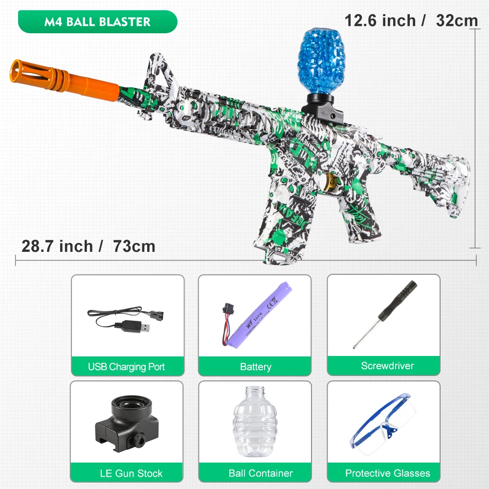 M416 elektrische blasterpistoolset, zeer nauwkeurig schietspeelgoed, perfect buitenspeelgoedcadeau voor verjaardag (kogels exclusief)