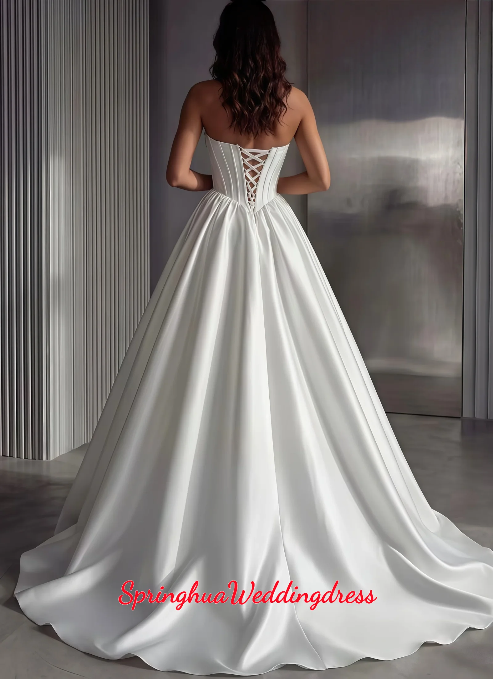 

Customized weddingdress sweetheart collar sleeveless Ball Gown satin vestidos de novia robe de mariee