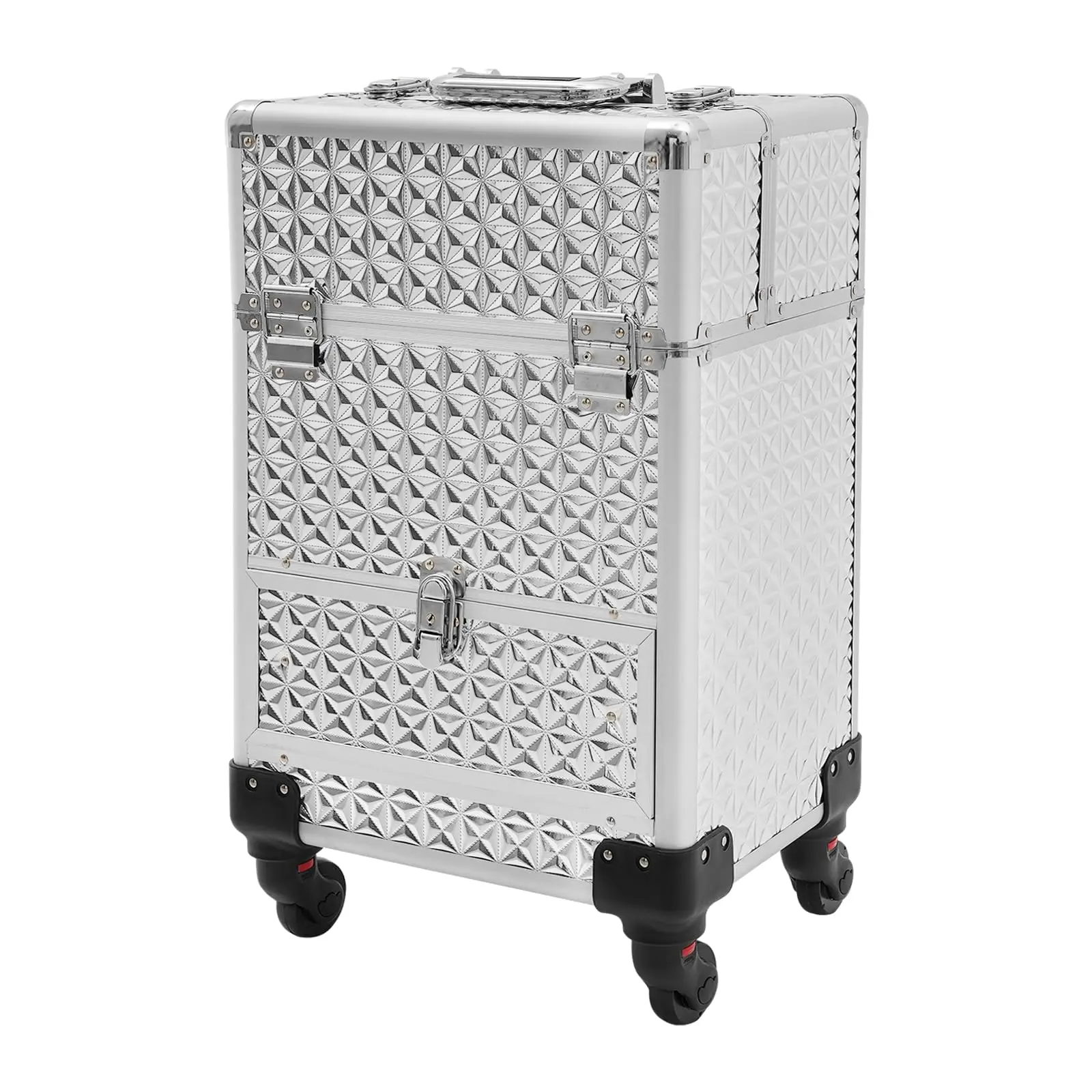 

Rolling Makeup Train Case with Drawers&4 Wheel, Professional Aluminum Cosmetic Trolley Cases, Manicure Storage Case Trolley Make