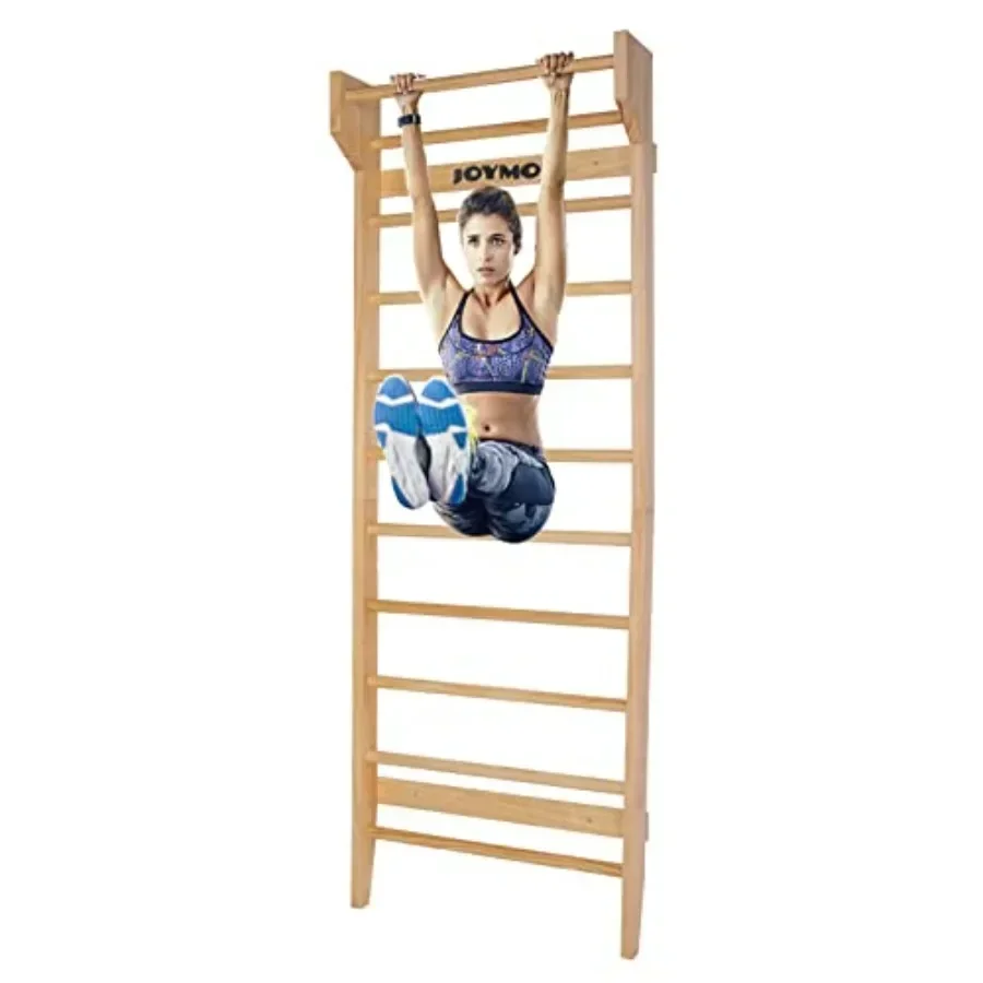 Gymnastics Wood Stall Bar, Multi-use Swedish Ladder Wall Mounted Pull Up Bar for Physical Therapy, Stretching Exercises, Indoor