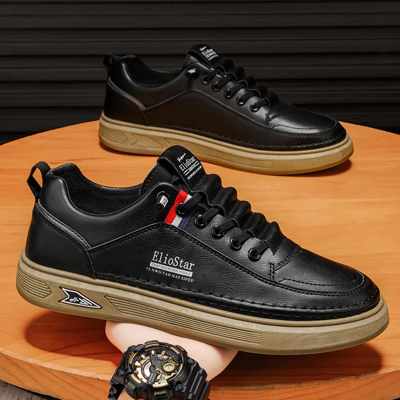 

Men's shoes breathable leather surface white shoes trendy and versatile sports and leisure board shoes trendy shoes