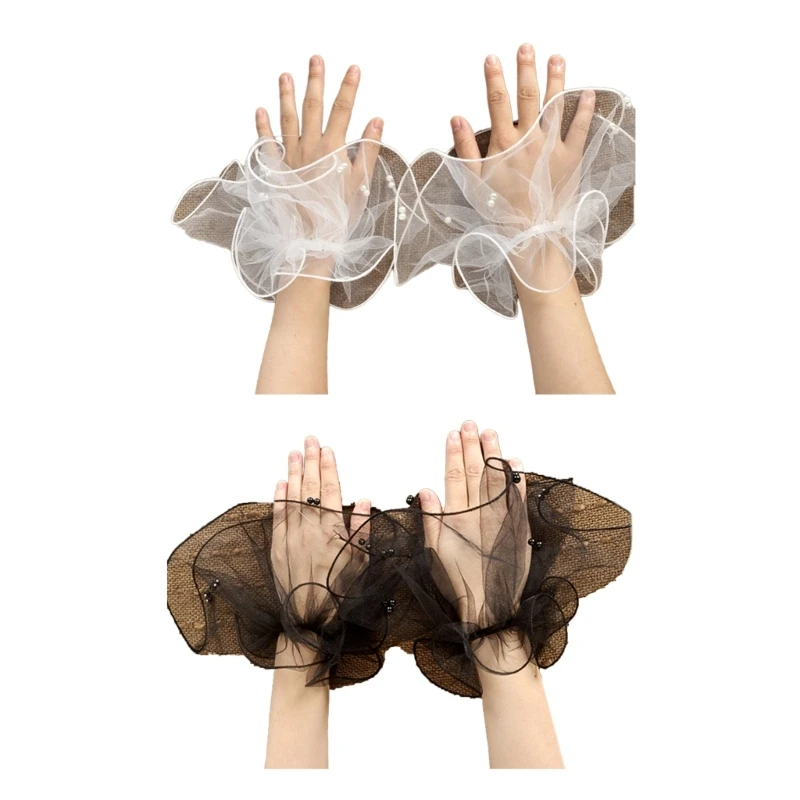 

New Women Wrist Cuffs with Detachable Flared Tulle Sleeve Ruffled for Winter Autumn