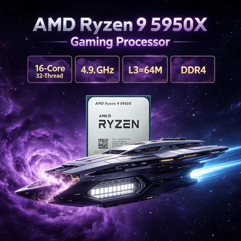 AMD Ryzen 9 5950X 3.4 GHz Socket AM4 UP to 4.9GHz Gaming CPU but without cooler L3=64M 105W 16-Core 32-Thread DDR4