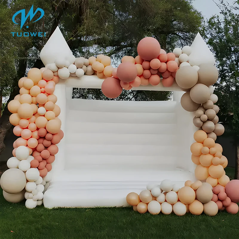 PVC Wit Springkasteel Groot Opblaasbaar Springkasteel Voor Kinderen Buiten Verjaardagsfeestje Decor Bruiloft Carnaval Springkasteel