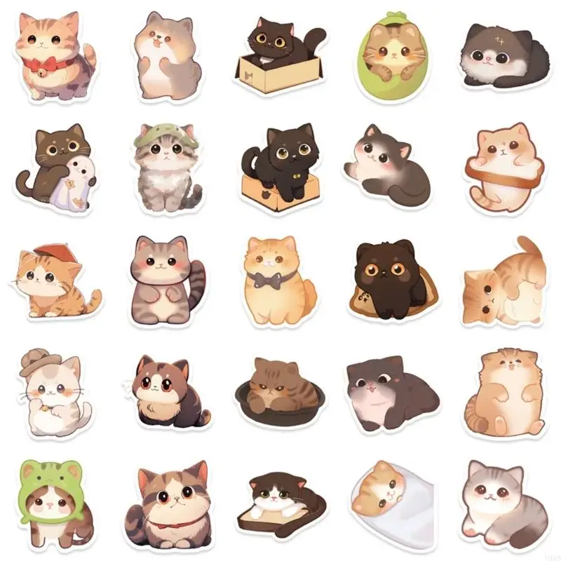 Y88b 50pcs Cats Animal Sticker для ноутбука журнал вода для бутылки для ноутбука для ноутбука Скейтборд Дети Мотивационная