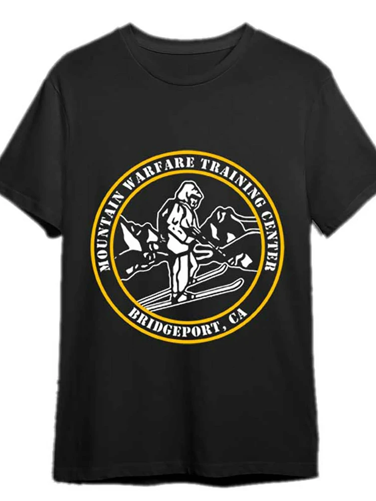 

Mountain Warfare Training Center Bridgeport pattern design -100% cotton summer short sleeve casual O-neck printed men's T-shirt.