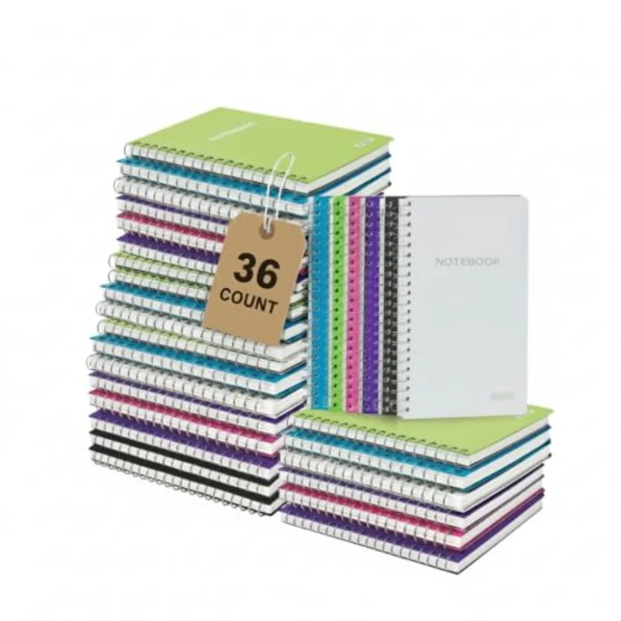 Spiral Notebook, Composition Book, 5" x 8" Poly Cover Spiral Notebook, College Ruled 100 Sheet Notebook for School, Office, and