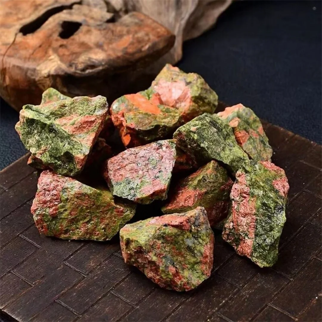 Espécimen Mineral de Unakita Natural de 40g/120g/240g, piedra cruda rugosa de Unakite Natural, piedra decorativa Interior, regalo de cuarzo