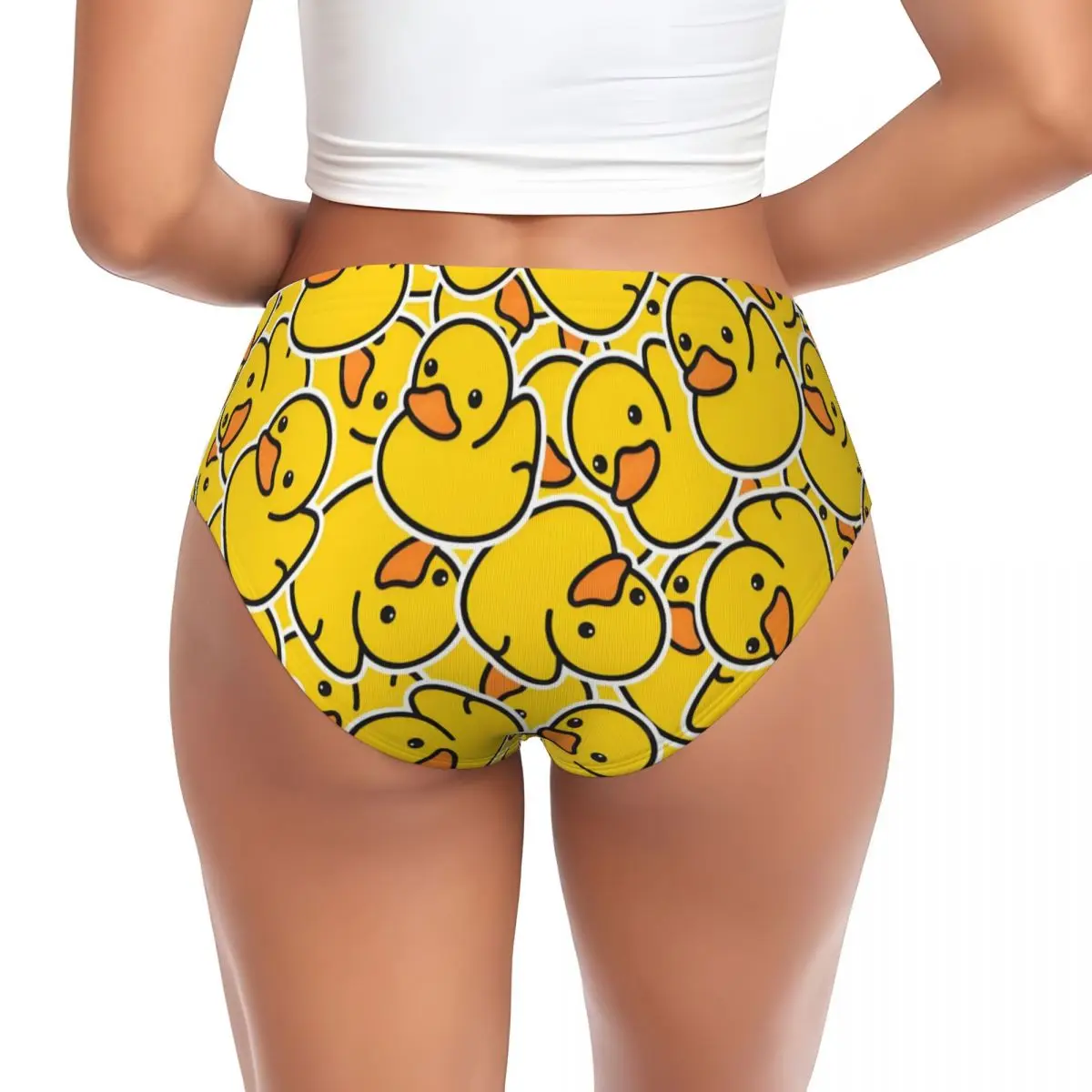 Custom Rubber Ducky Bathing Cartoon Pattern Brief Panties Women's Breathable Stretch Underwear