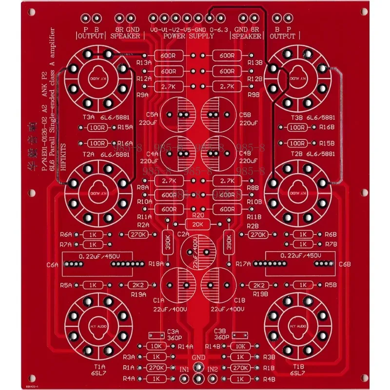 6L6 6SL7 Parallel Single-Ended Circuit PCB Kit, 18W Per Channel Tube Amp Board Including Power Supply PCB