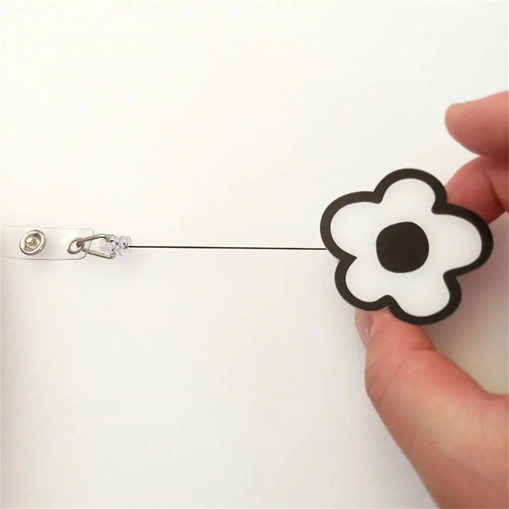 Acrylic Flower Retractable Nurse Badge Holder Cute Students Name Card ID Holder Keys Lanyard Colorful Easy Pull Buckle