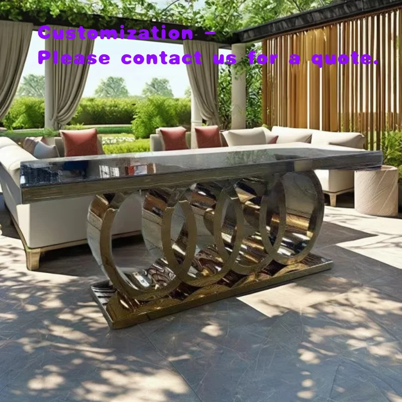 custom.DreamLike Factory Modern Home Stainless Steel Frame Dining Table Set Luxury Wedding and Farmhouse Furniture