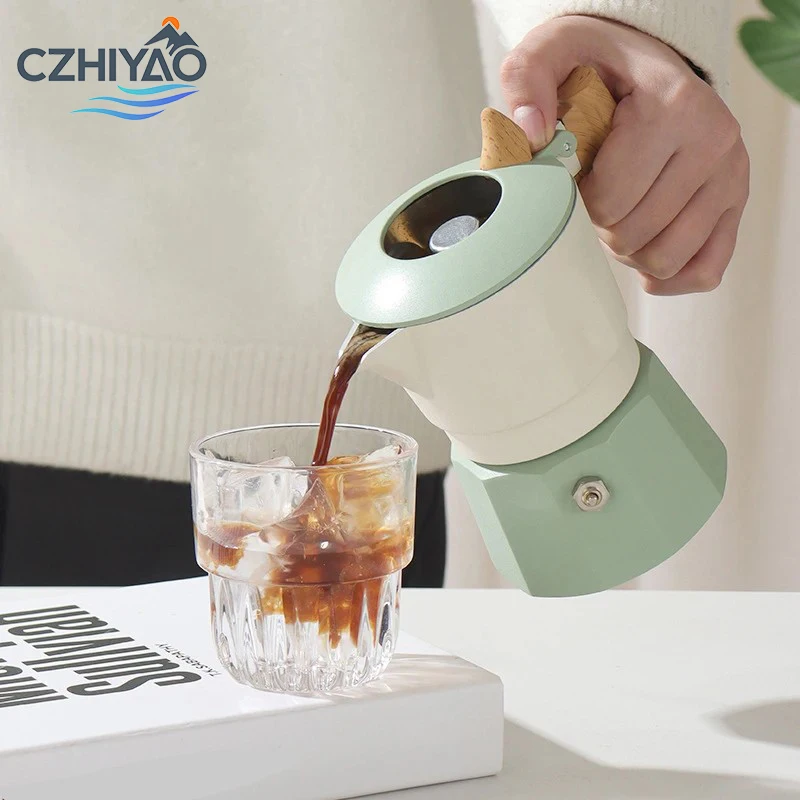 

CZHIYAO 2 Cups Italian Mocha Pot Coffee Making Equipment High Quality Outdoor Concentrated Extraction Hand Brewed Home Camping