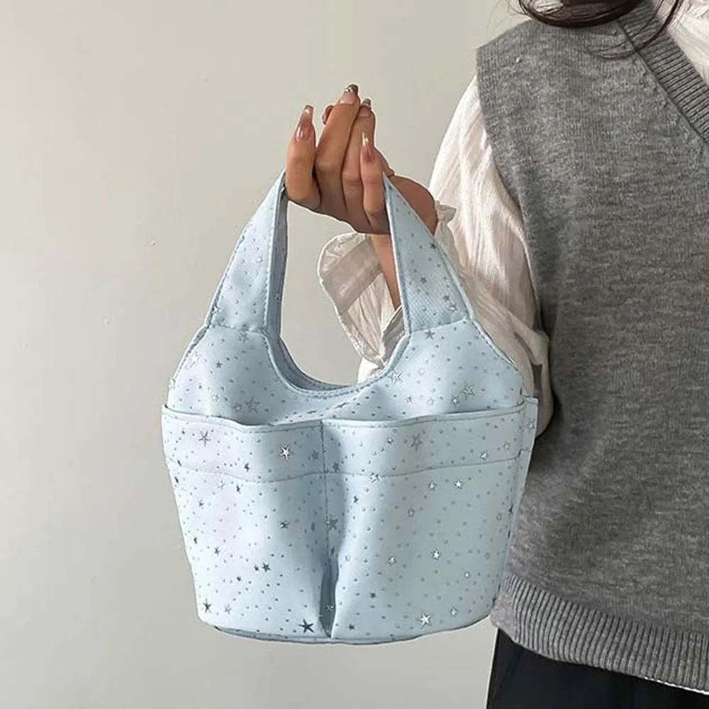 Versatile Bow Printed Mini Handbag Sweet Magnetic Button Multi-pockets Small Tote Large Capacity Multi-function