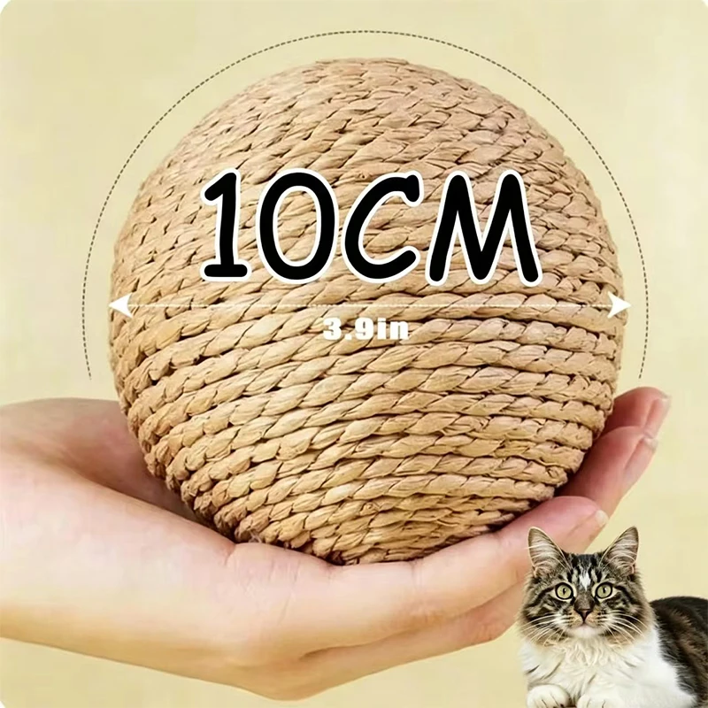 

10CM Large Sisal Cat Ball Interactive Scratching Toy Sounding Anti Bite Kitten Teeth Cleaning Pet Supplies