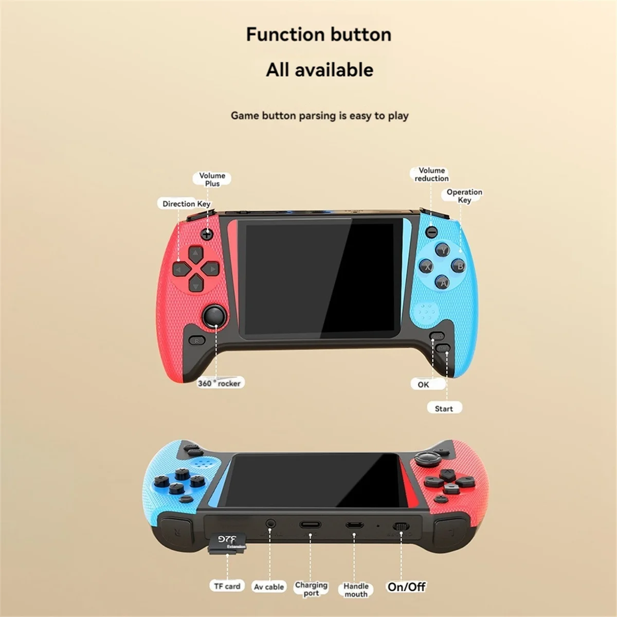 Handheld Video Game Console 500 in 1 3.5inch Retro Arcade Childhood Nostalgia Game Console for Kids Children Red Blue