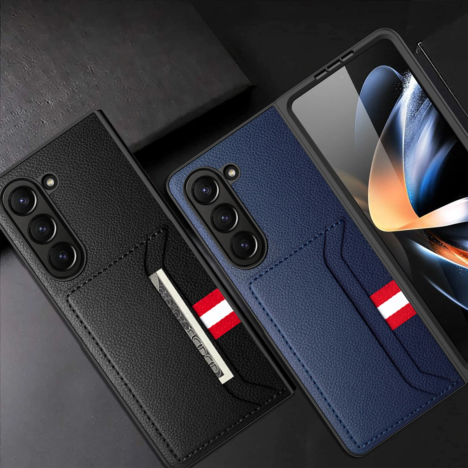 Business Protective Leather Bag Case for Samsung Galaxy Z Fold 6 5 5G Fold5 Fold6 Fold 4 3 2 Fold4 Fold3 Fold2 Card Slot Cover