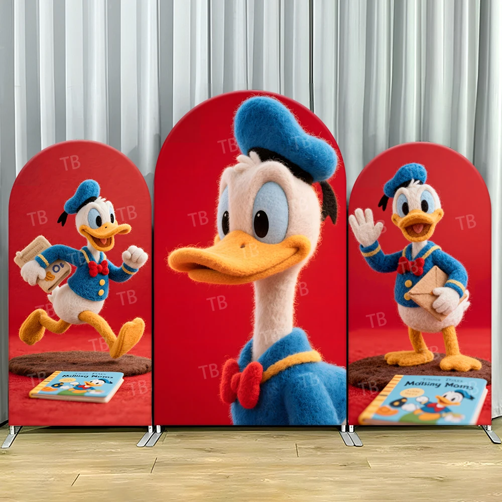 

Donald Duck Felt Art Arch Backdrop Cover Letter Scene For Kids Birthday Party Cute Cartoon Theme Photo Booth Decor Prop