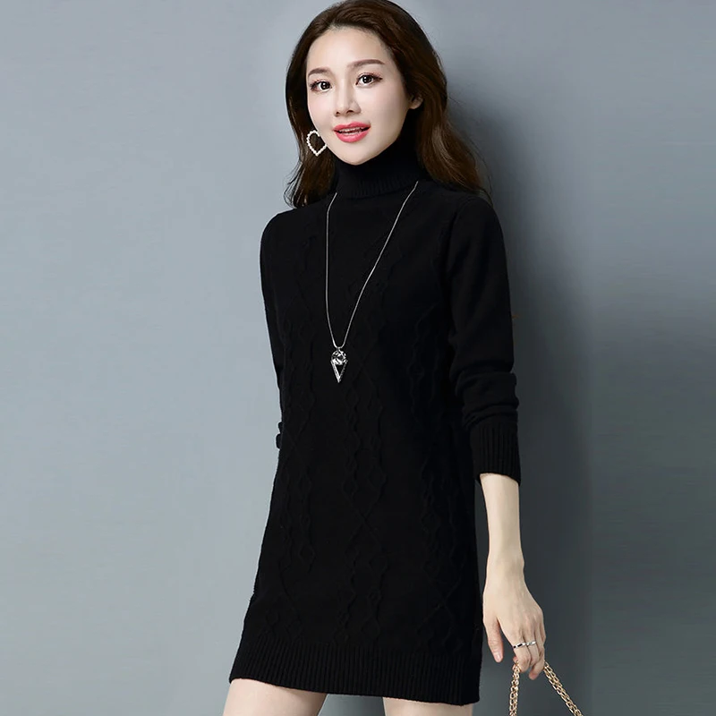 Turtle Neck Women's Fleece In Autumn And Winter Of  The New Korean Version Of Loose Pullovers And Long Knitted Bottoming Shirts.