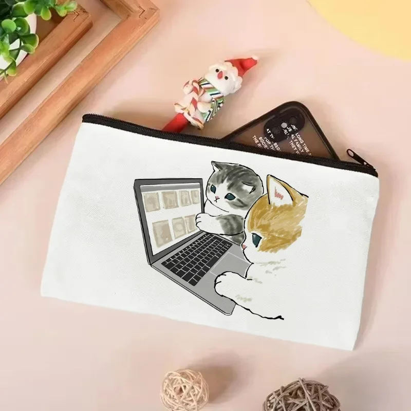 مسلية المهنية القط تصميم واسعة قابلة لإعادة الاستخدام حمل للمكتب والركاب مدرسة لطيف الزنجبيل هريرة العمل حقيبة قماش قنب