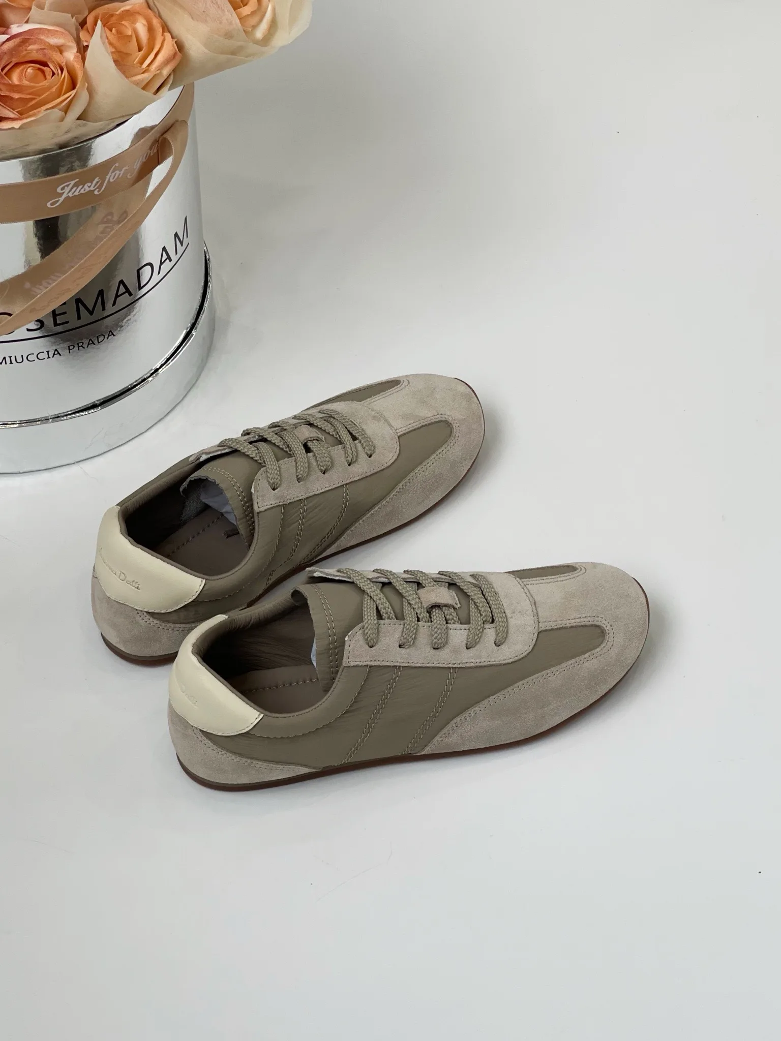 Jenny&Dave Girls Block Vulcanized Sports Sneakers Shoes Women Minimalist Retro Color Genuine Leather Breathable Casual Shoes