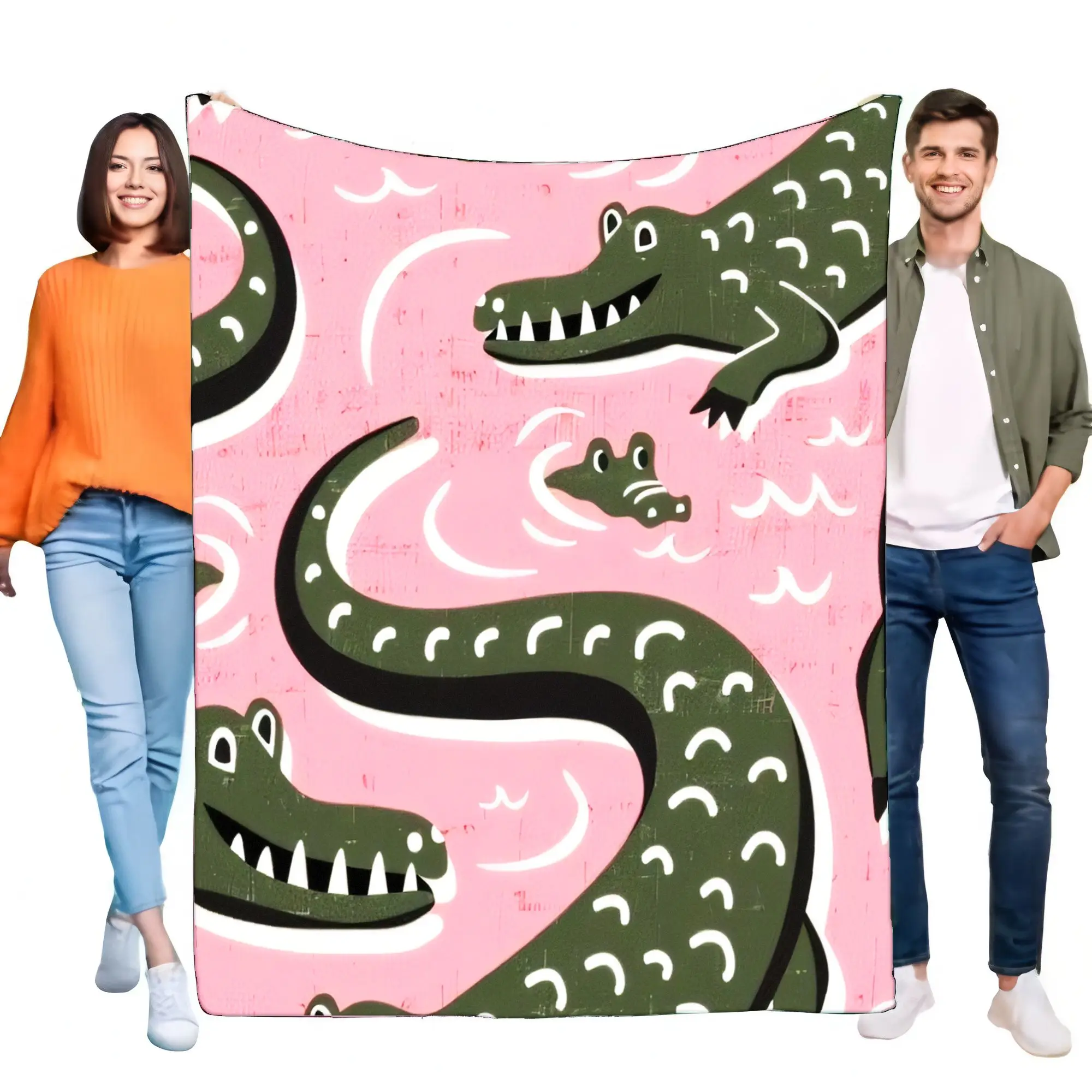 Cute Alligator Throw Blanket Soft Cozy Bed Sofa Cover Lightweight Kids Gift Ideal for Home Decor and Sleepovers