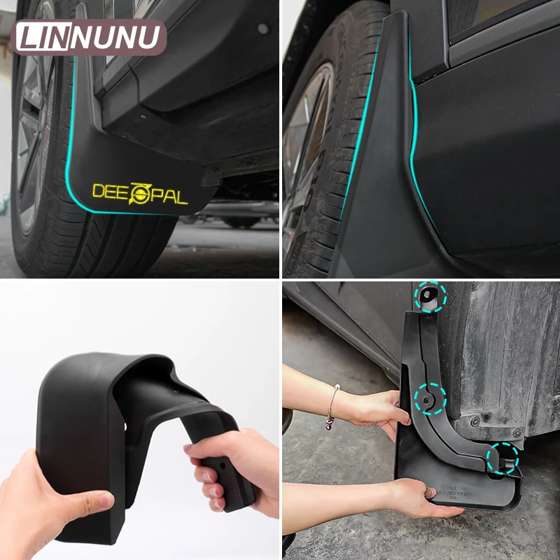 Linnunu for Deepal S07 L07 Sl03 Car Mudguards Front and Rear Four-Wheel Mud Flaps No Drilling Required with Reflective Stickers Mudguards to Prevent