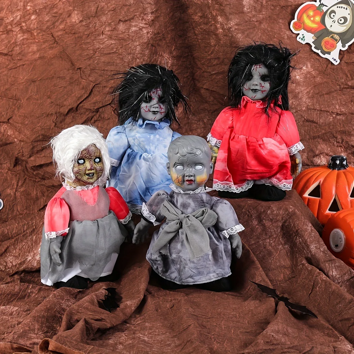 Halloween Walking Ghost Doll Electric Scary Toy Voice Control Light Up Creepy Prop for Haunted House Bar KTV Party ﻿