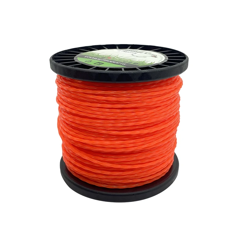LUSQI 3 مللي متر * 100 متر برتقالي نايلون خط تشذيب مربع التفاف بكرة ل Brushcutter جزازة العشب حديقة Weeder