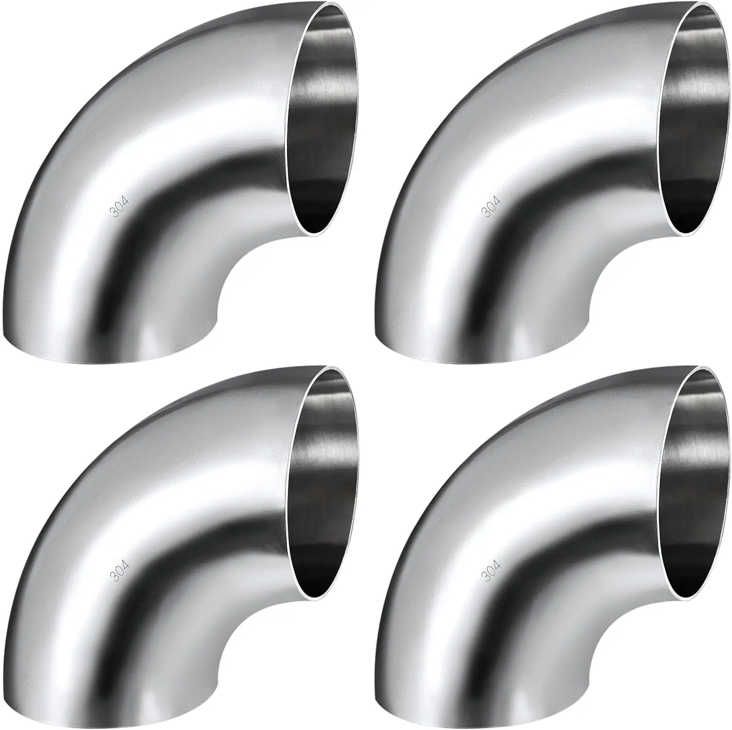 

4 Inch 90 Degree Stainless Steel Exhaust Elbow Pipe for Car Customization - 4 Pieces