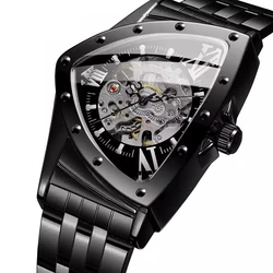 Features Hollow Triangular Mechanical Watches Stainless Steel Men's Wristwatches Fashion Brand Men Clock Male Dropshipping!!!