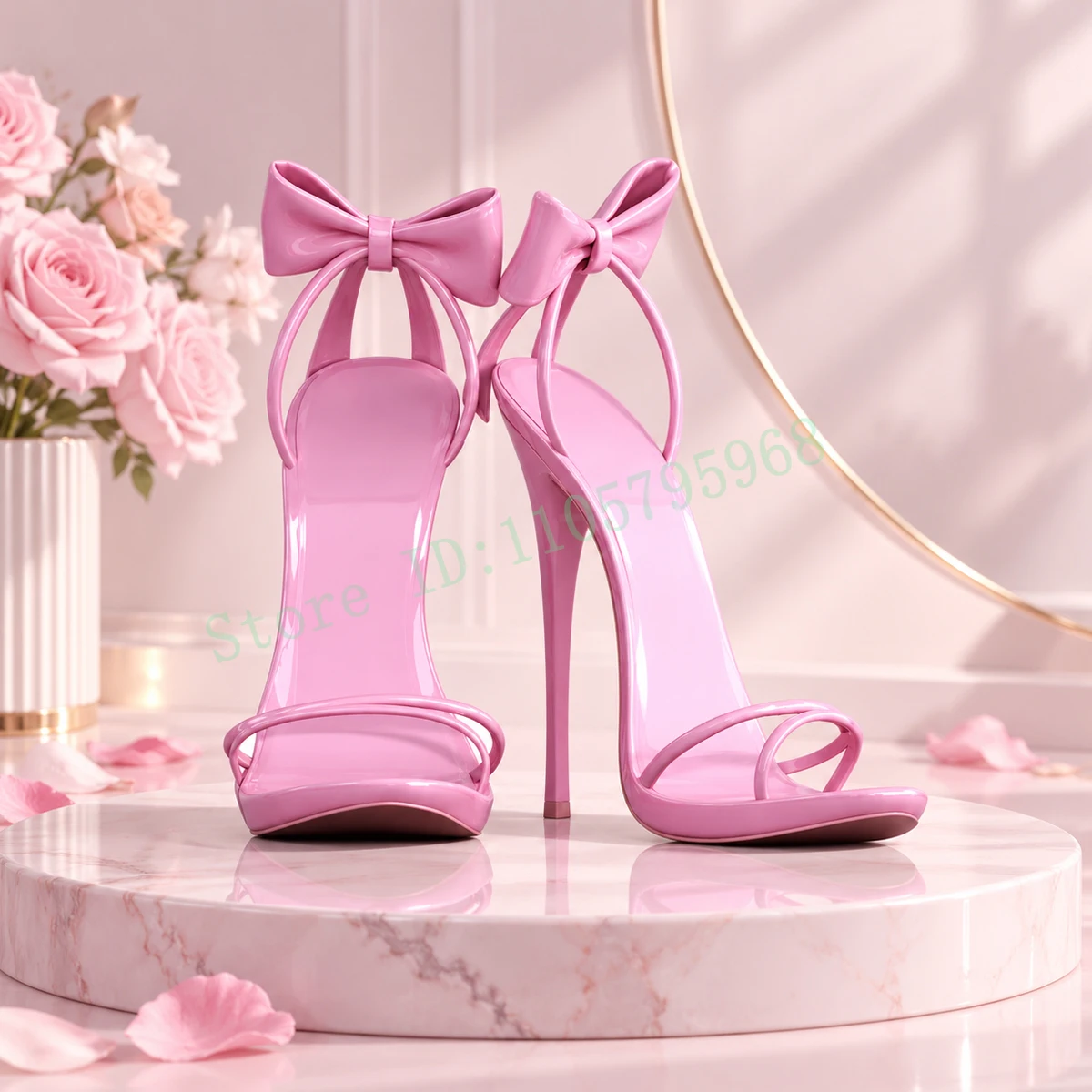 Women Bow Thin Heel Sandals, Open Toe High Heels for Banquet, Elegant Party Commuting Pumps