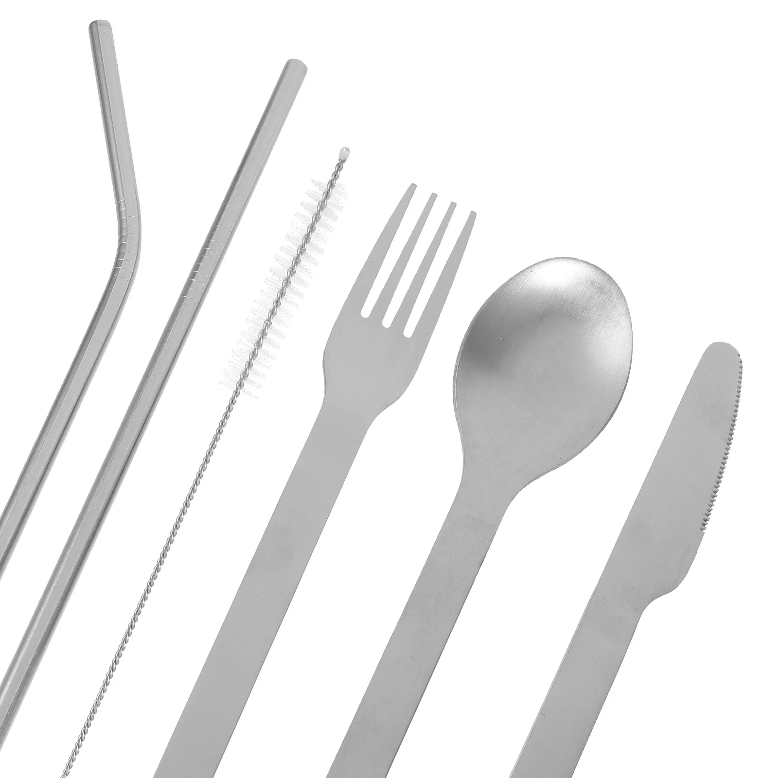 

Buffet Stainless Steel Serving Utensils Set Fork Spoon Straws Ergonomic Portable for Home Hotels Gatherings Serving Spoons