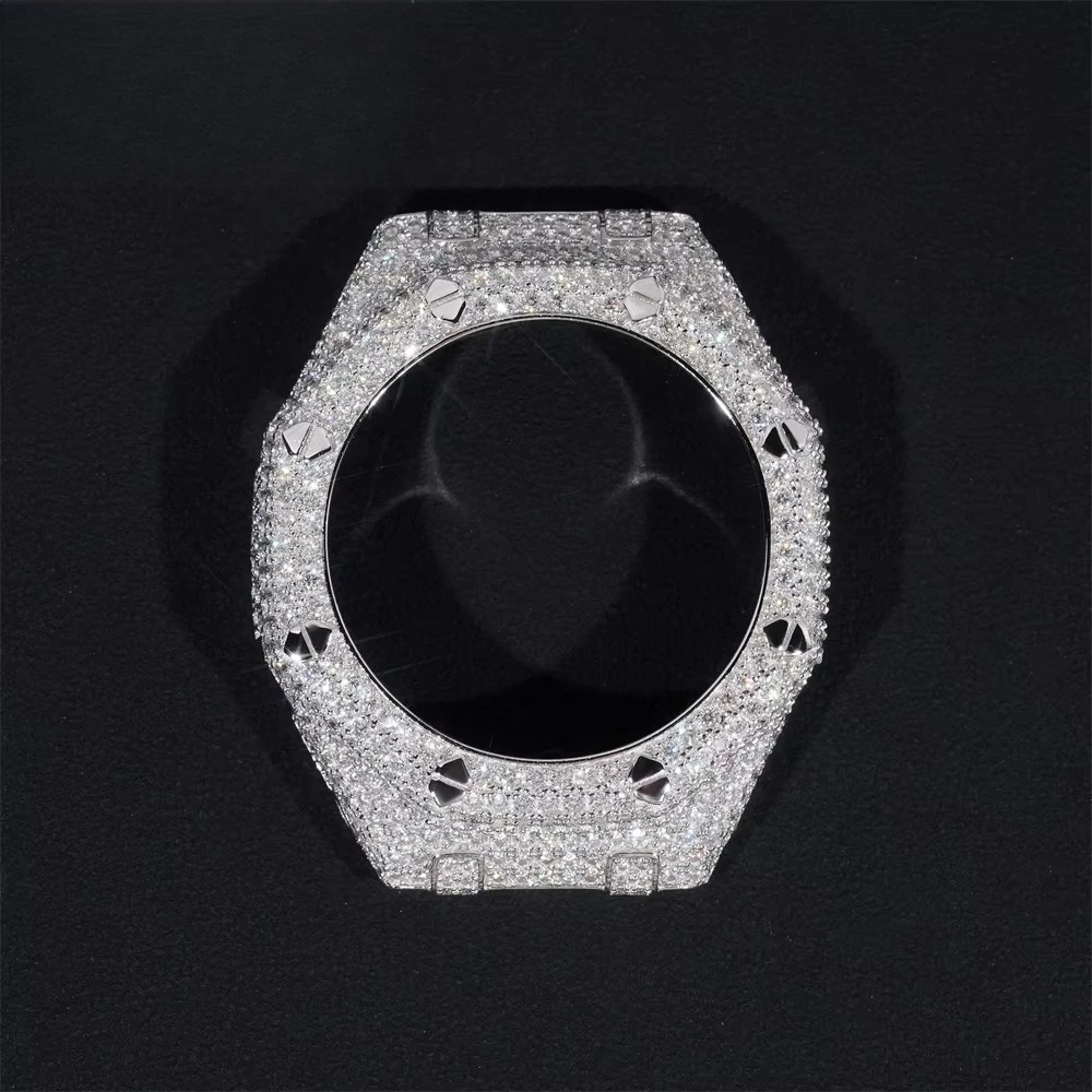 Подходит для часов из стерлингового серебра 925 пробы, Full Ice VVS, муассанит с бриллиантами, корпус GA2100, аксессуары для часов в рамке с муассанитом Подходит для часов из стерлингового серебра 925 пробы, Full Ice VVS, муассанит с бриллиантами, корпус GA2100, аксессуары для часов в рамке с муассанитом