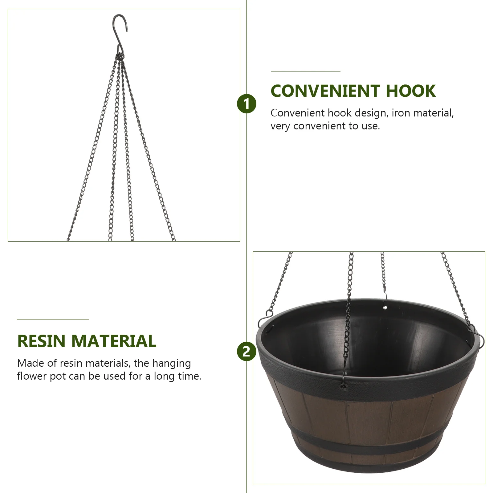 Hanging Planter Resin Flower Pot Decorative Indoor Outdoor Balcony Hanging Basket for Plants Garden Home Office