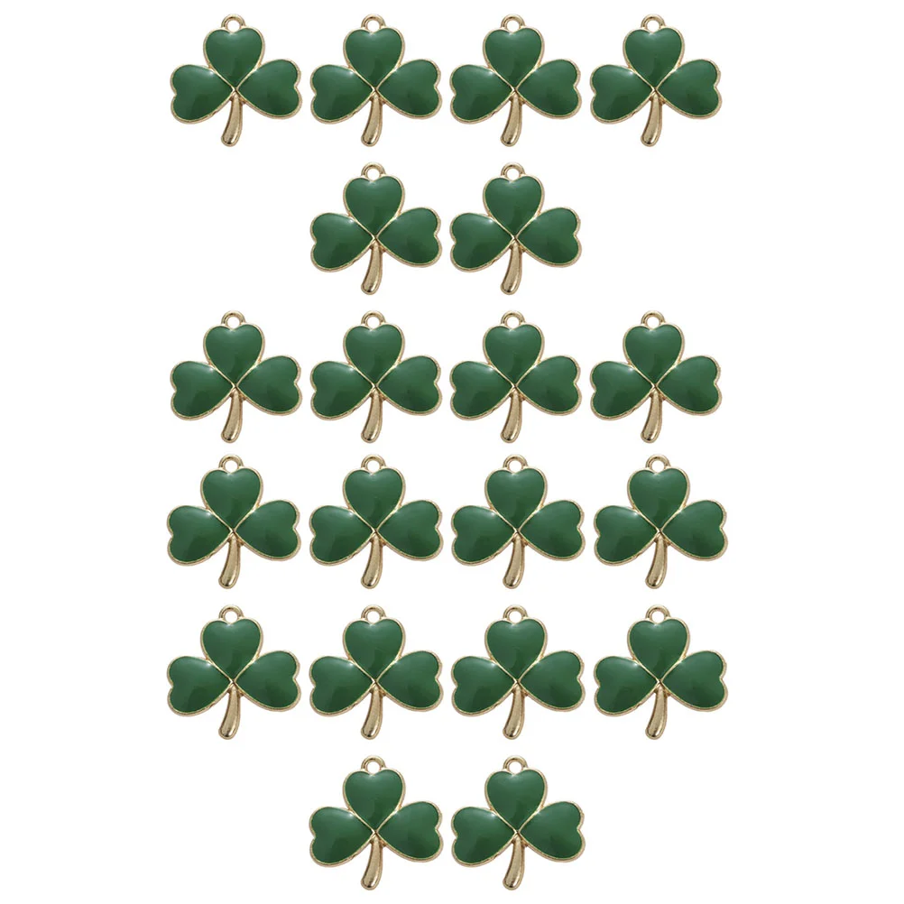 

20 Pcs Three-leaf Pendant Keychain Alloy Charms for Jewelry Making Lucky Bracelet