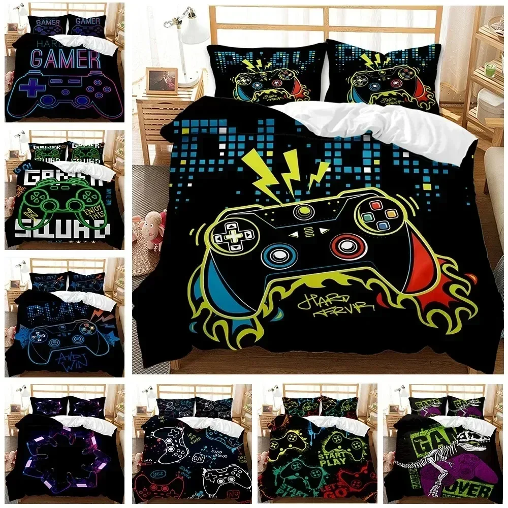 Top Gaming Bedding Set Gamer Room Decor Gamer Comforter Cover Teen Video Games Twin Queen King Polyester Duvet Cover