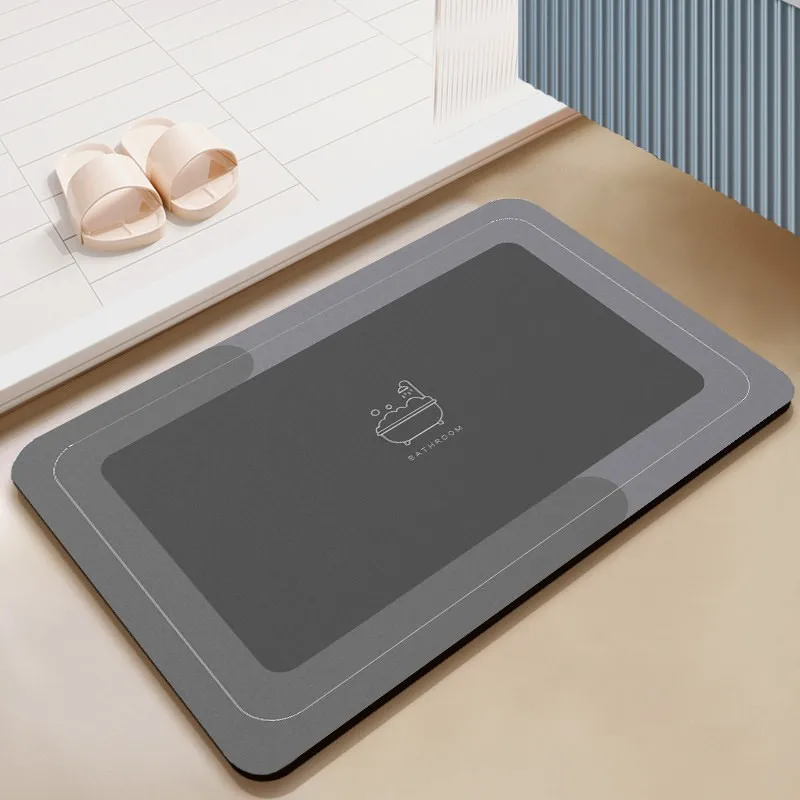 VIKAMA Oval Dark Grey Minimal Bathtub Icon Bath Mat Quick Dry Machine Washable Bathroom Shower Christmas Holiday Home Decor