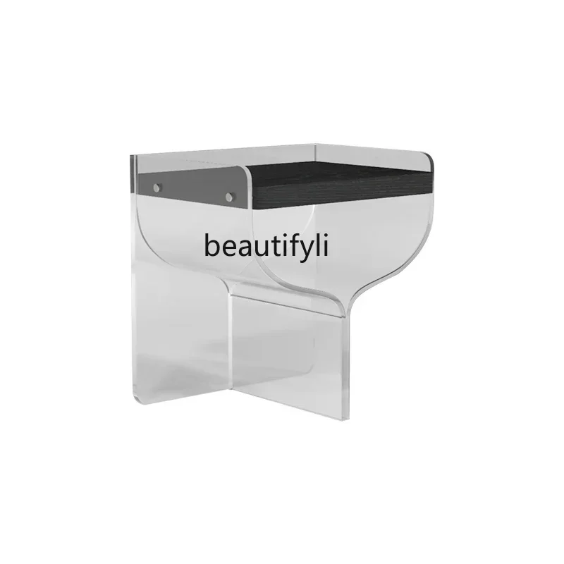 

Acrylic suspended transparent bedside table small apartment art designer high-end bedroom retro side few