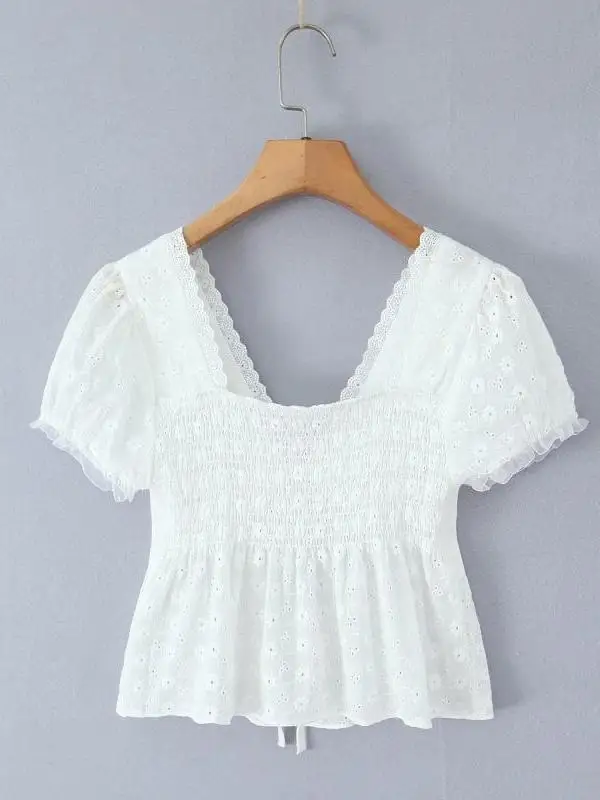 Dolce bambola allentata con finiture in pizzo irt Street Sle V-Ne ricamato con cintura scavata per donne piccole Autunno ort Sve