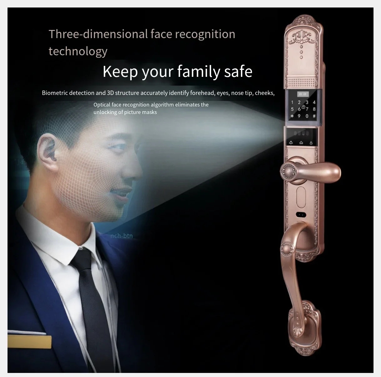 3D Face & Fingerprint Recognition Smart Door Lock Video Calling & WiFi Enabled for Security Doors in Apartments & Villas