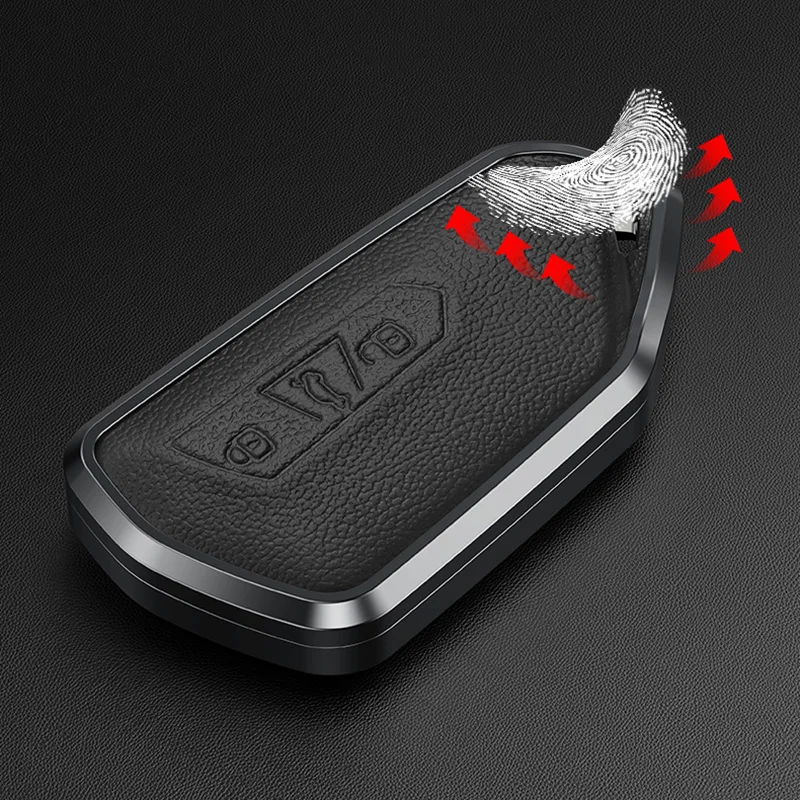 غطاء حافظة مفاتيح السيارة من الجلد المصنوع من سبائك الألومنيوم لسيارة VW Golf 8 MK8 Teramont ID.3 ID.4 ID.5 سكودا Enyaq iV Octavia Seat Leon Key Fob #4