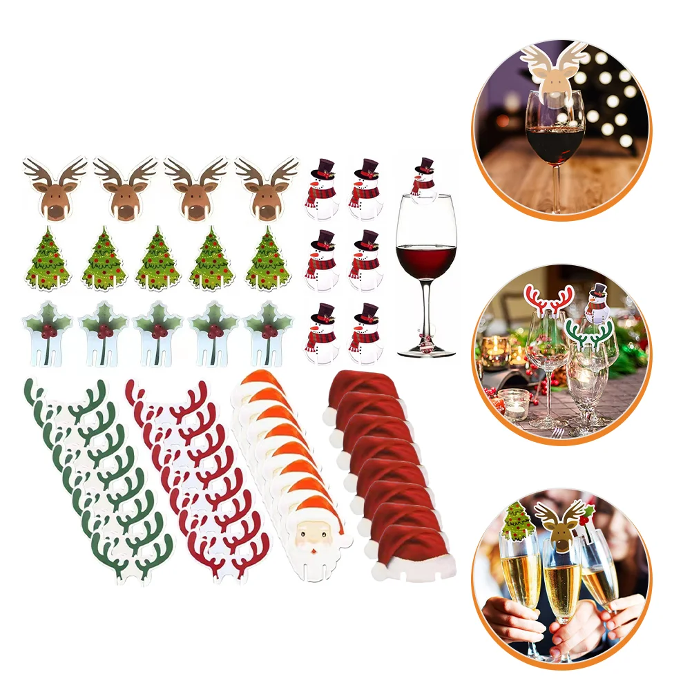 80 Pcs Labels Decorative Cup Marker Glass Clip Charms Ornament Accessories Markers Wood Wooden