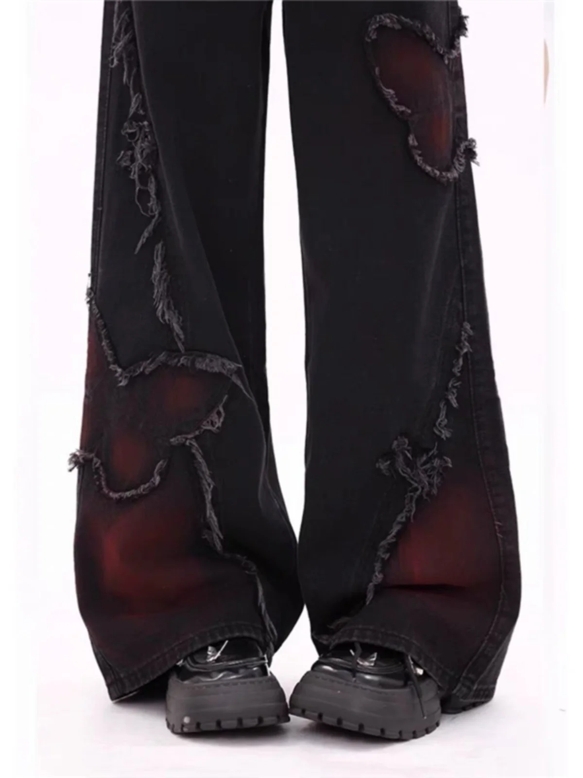 

Прямые джинсовые джинсы в стиле ретро в стиле пэчворк, женские милые крутые джинсы с высокой талией и вышивкой, High Street Loo...