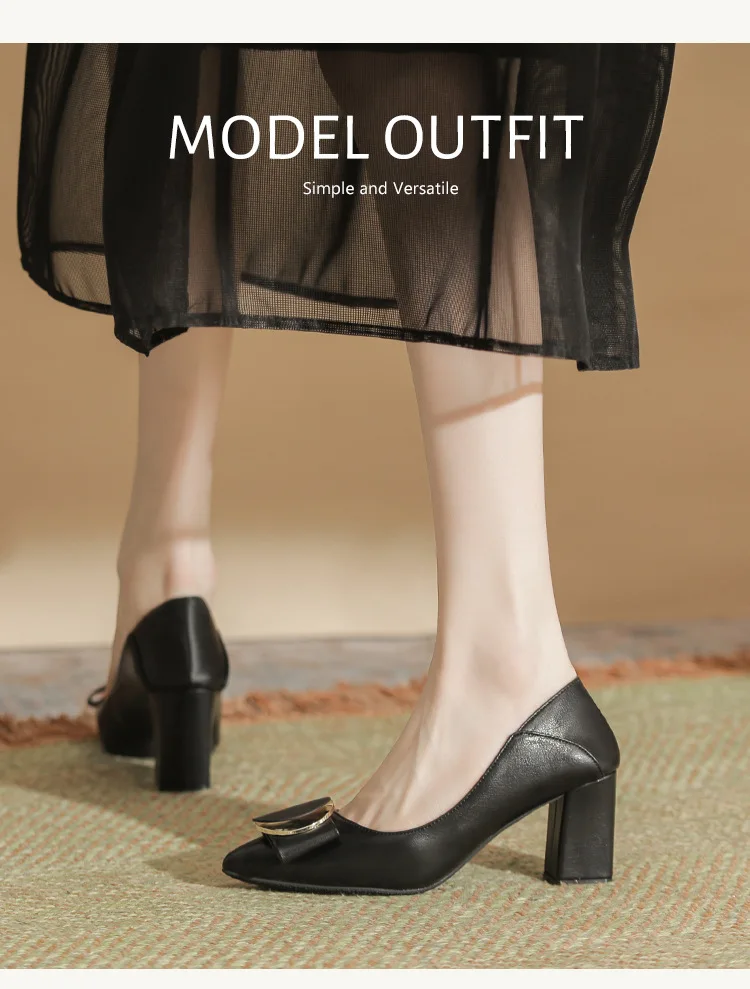 

2024 New Plus Size 30-44 Pointed Toe Chunky Heels Shoes For Women High Heels