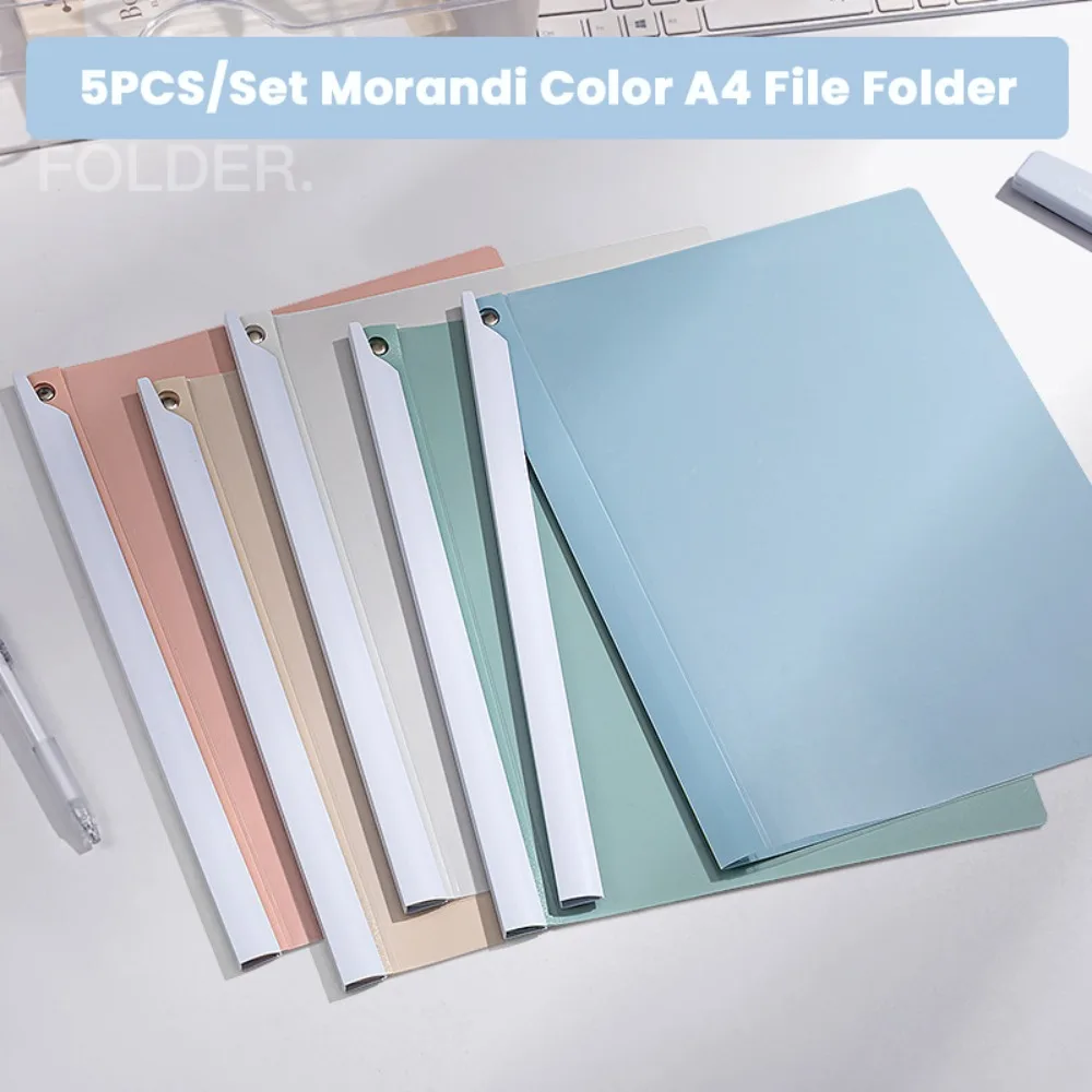 

5PCS/Set PP A4 File Folder Rotating Rod High-capacity File Organizer Morandi/Macaron Color Loose Leaf Business Contract Clamp
