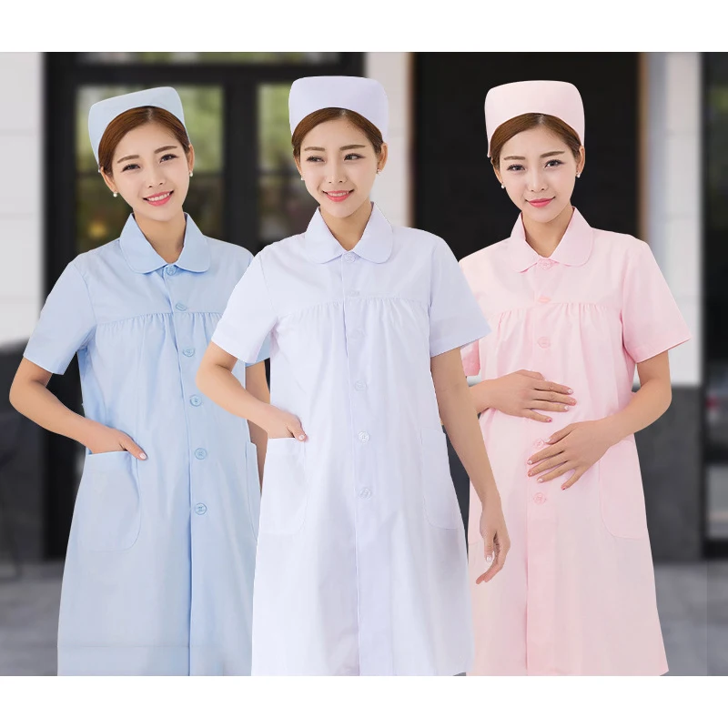 

Maternity Summer Work Wear Loose Breathable Pregnant Woman Nurse Uniforms Hospital Clothing Female Scrubs Dress Short Sleeve